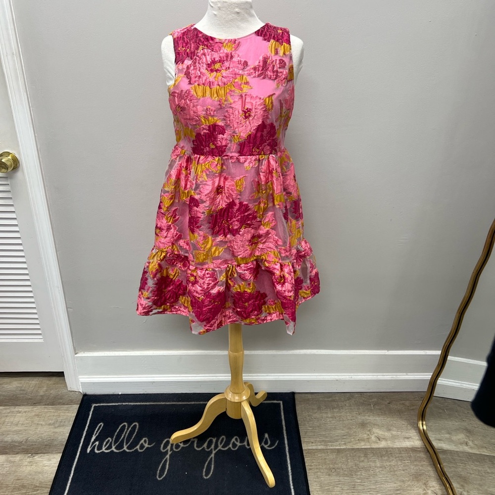 TCEC Pink and Yellow Floral Kids Dress